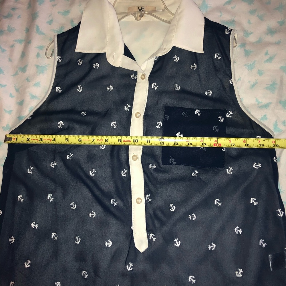 Adorable Sheer Anchor Collared Tank Blouse - Picture 6 of 7
